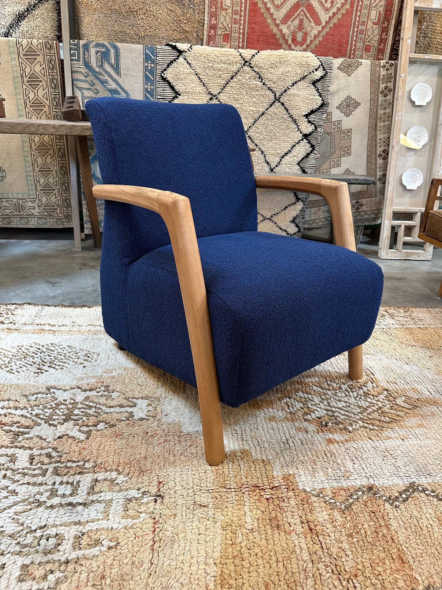 Modern Design Upholstered Walnut Arm Chair - 3 Colors