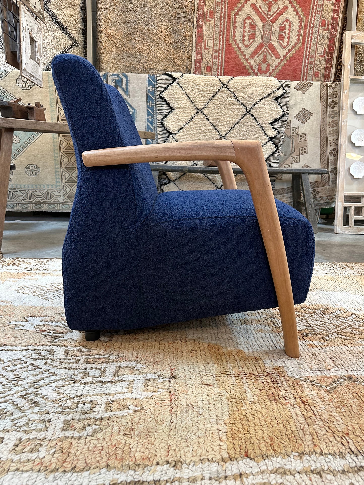 Modern Design Upholstered Walnut Arm Chair - 3 Colors