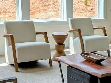 Modern Design Upholstered Walnut Arm Chair - 3 Colors