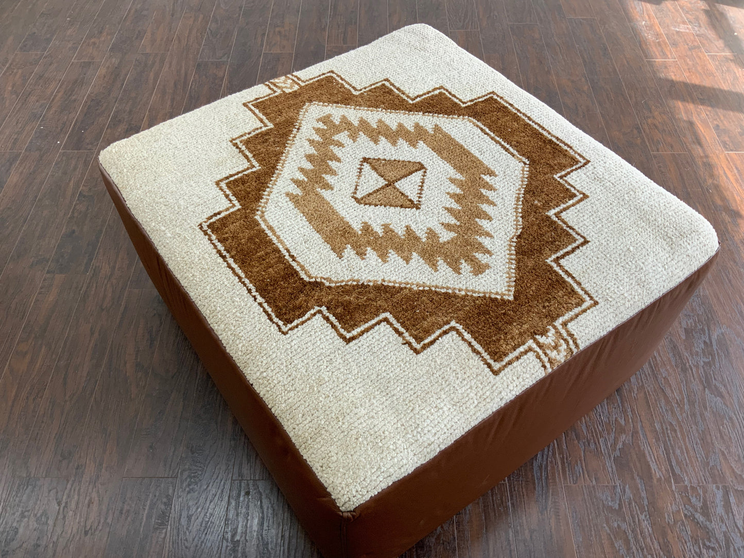 Handcrafted Vintage Rug Upholstered Ottoman XL