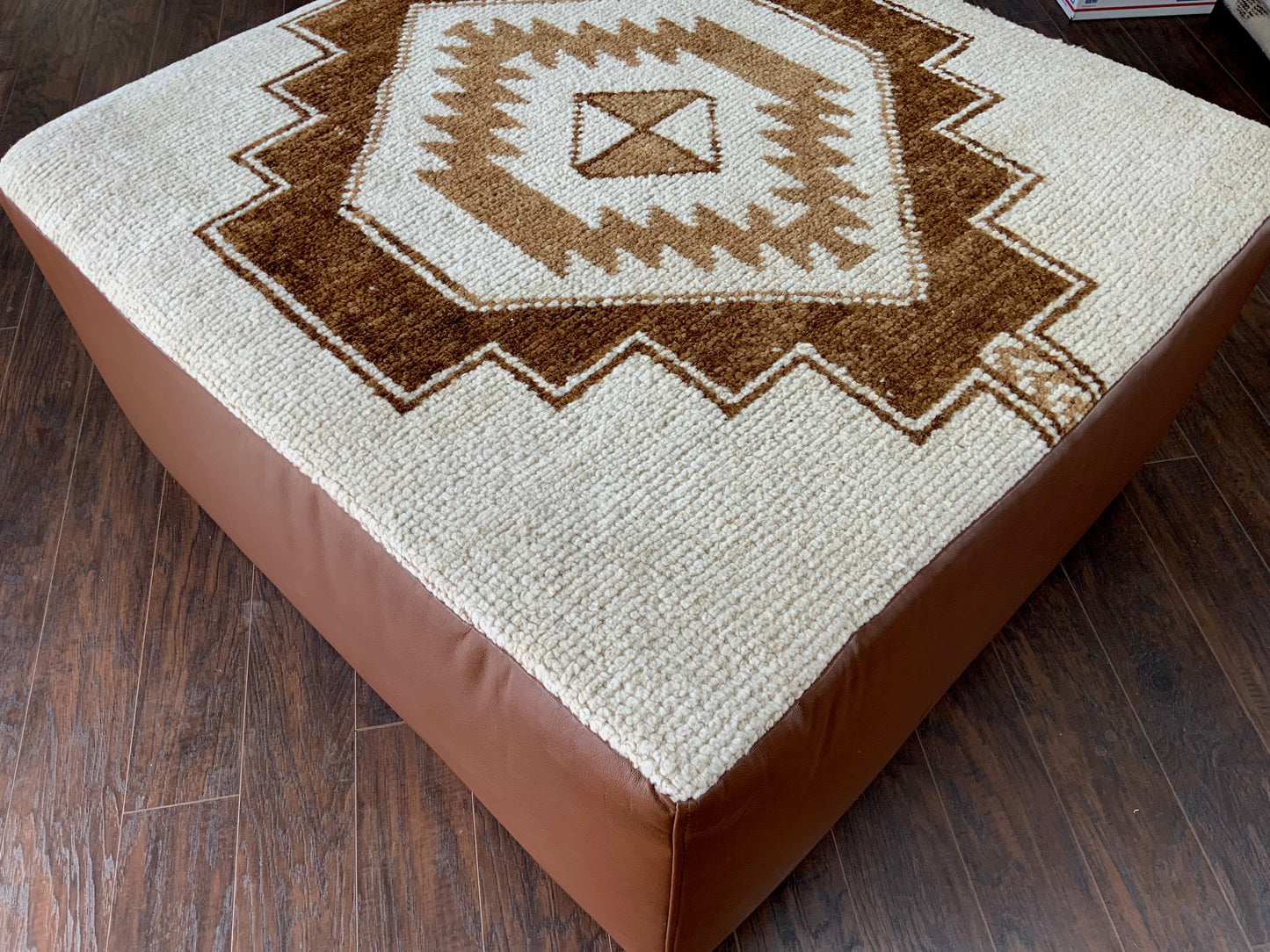 Handcrafted Vintage Rug Upholstered Ottoman XL
