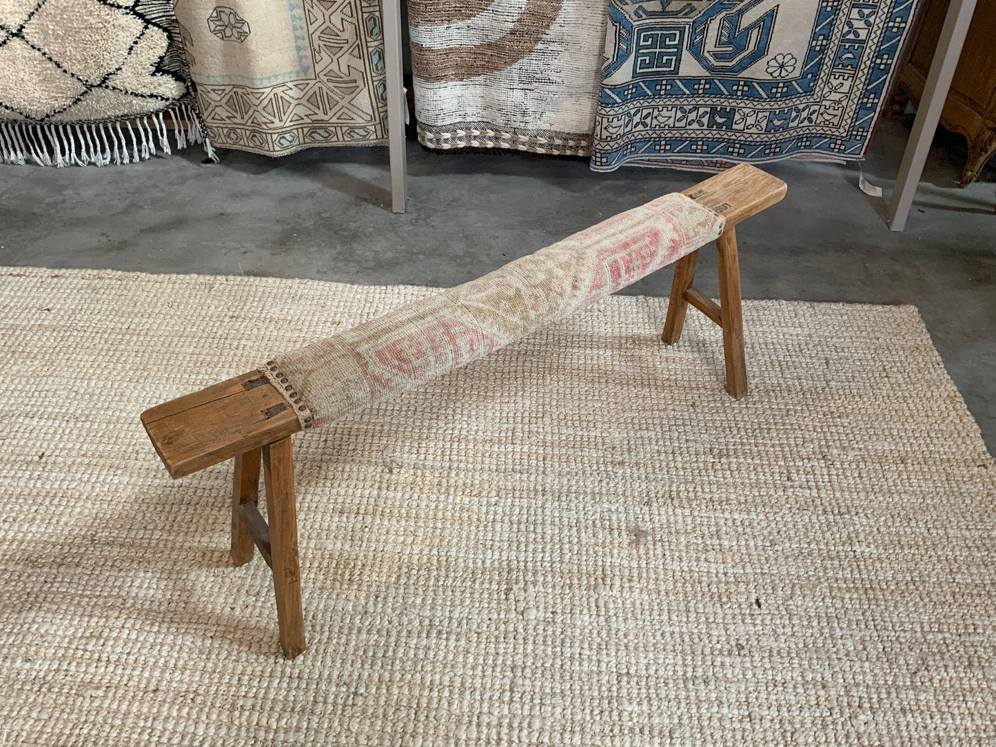 Vintage Turkish Upholstered Entryway Bench - CB102