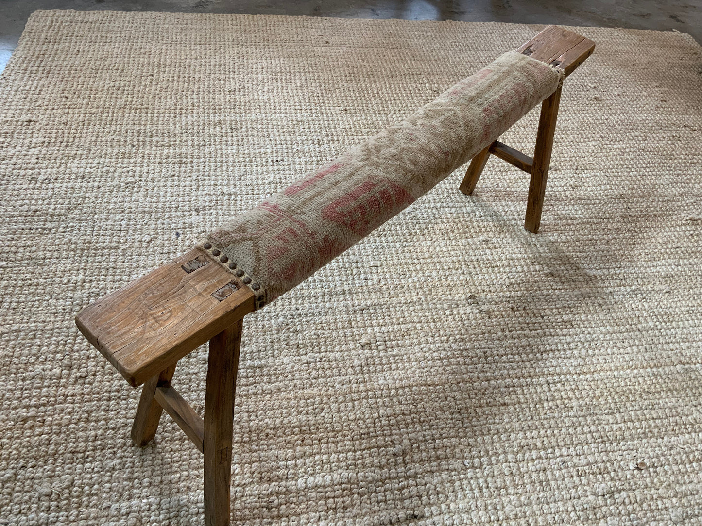 Vintage Turkish Upholstered Entryway Bench - CB102