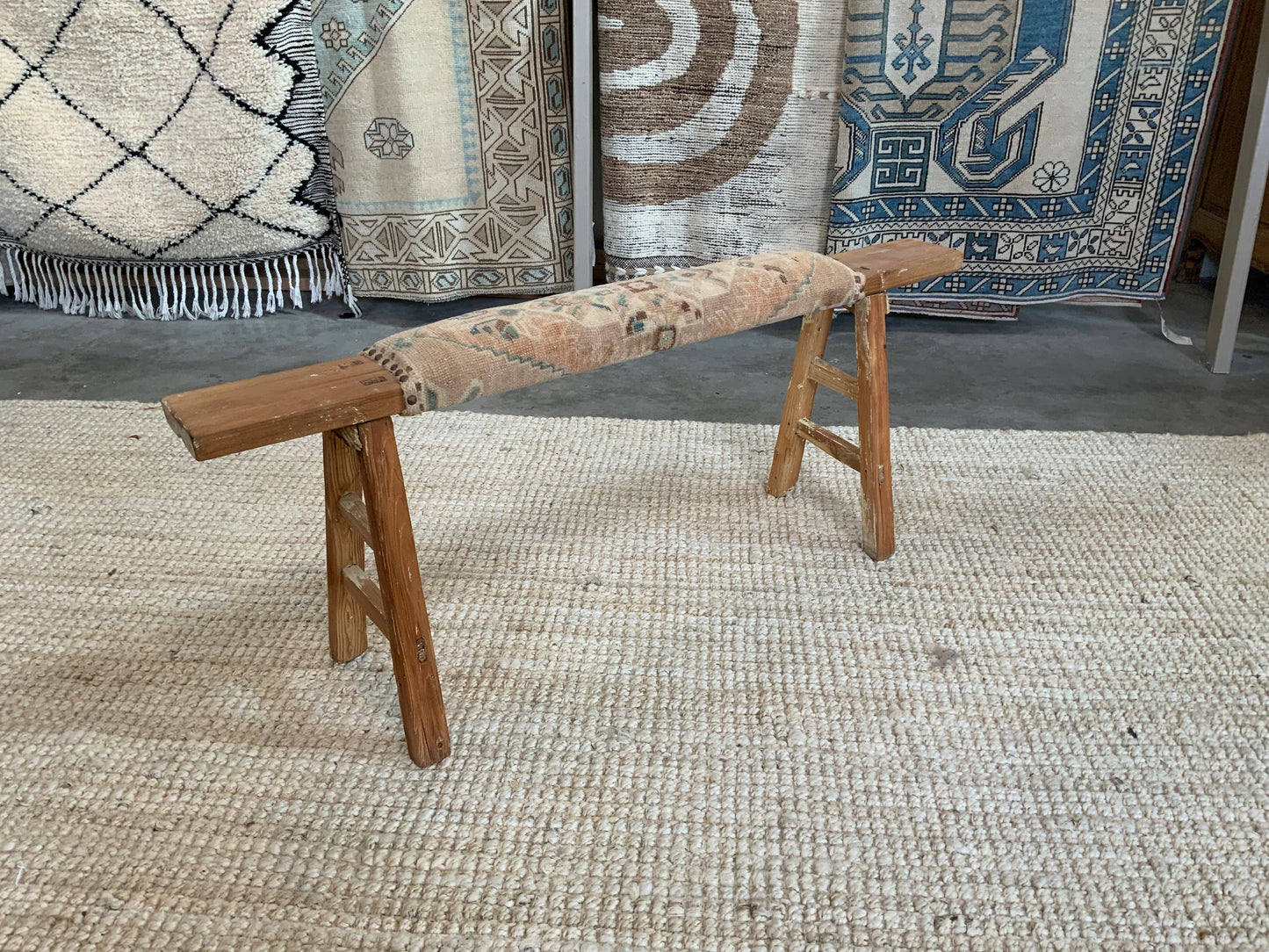 Vintage Turkish Upholstered Entryway Bench - CB108