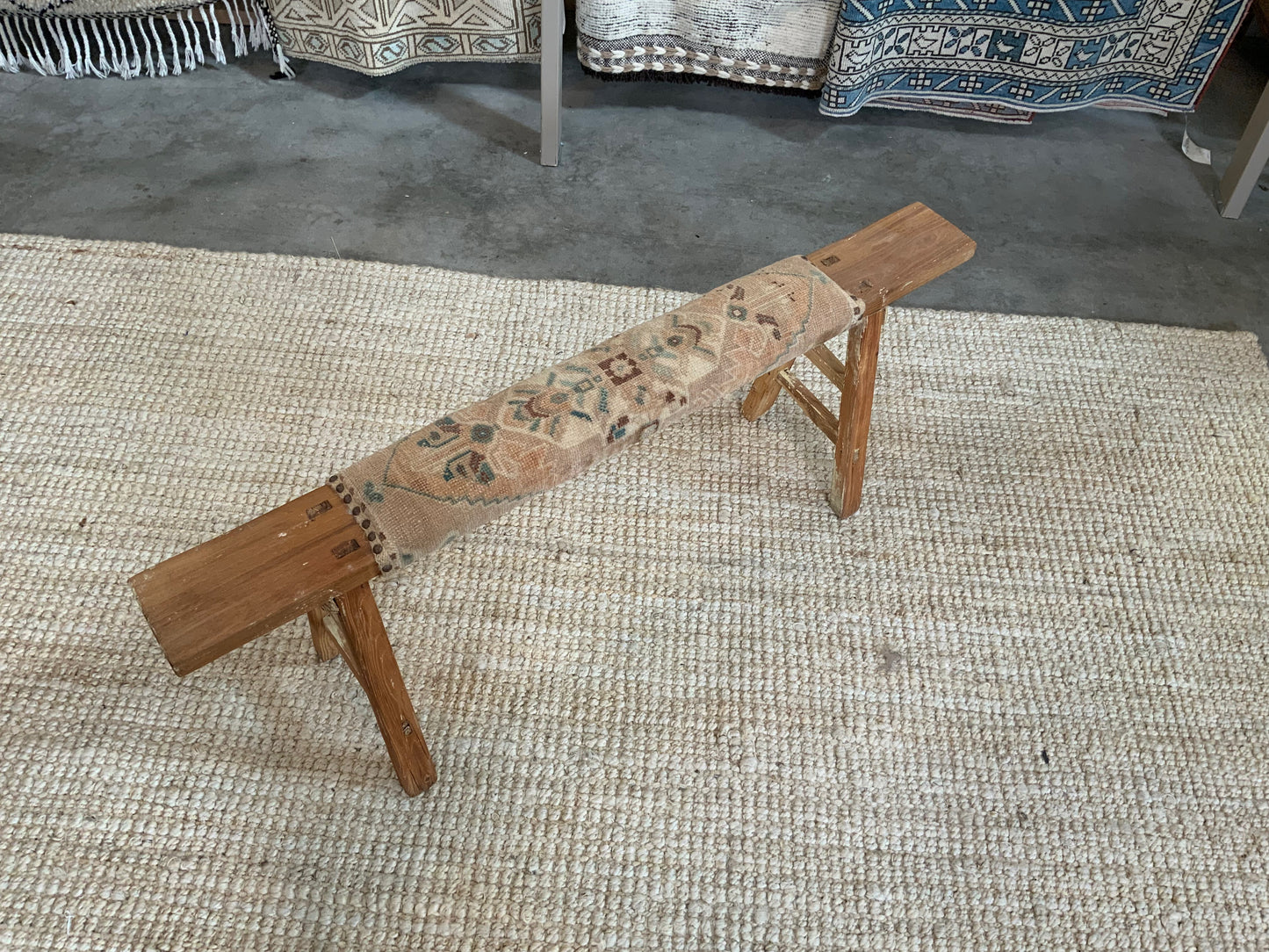 Vintage Turkish Upholstered Entryway Bench - CB108
