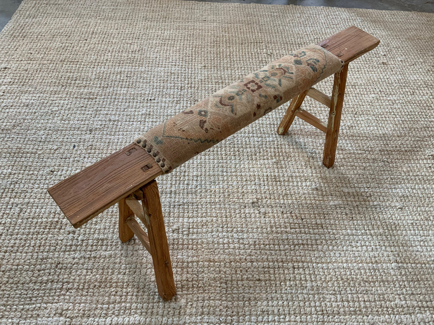 Vintage Turkish Upholstered Entryway Bench - CB108