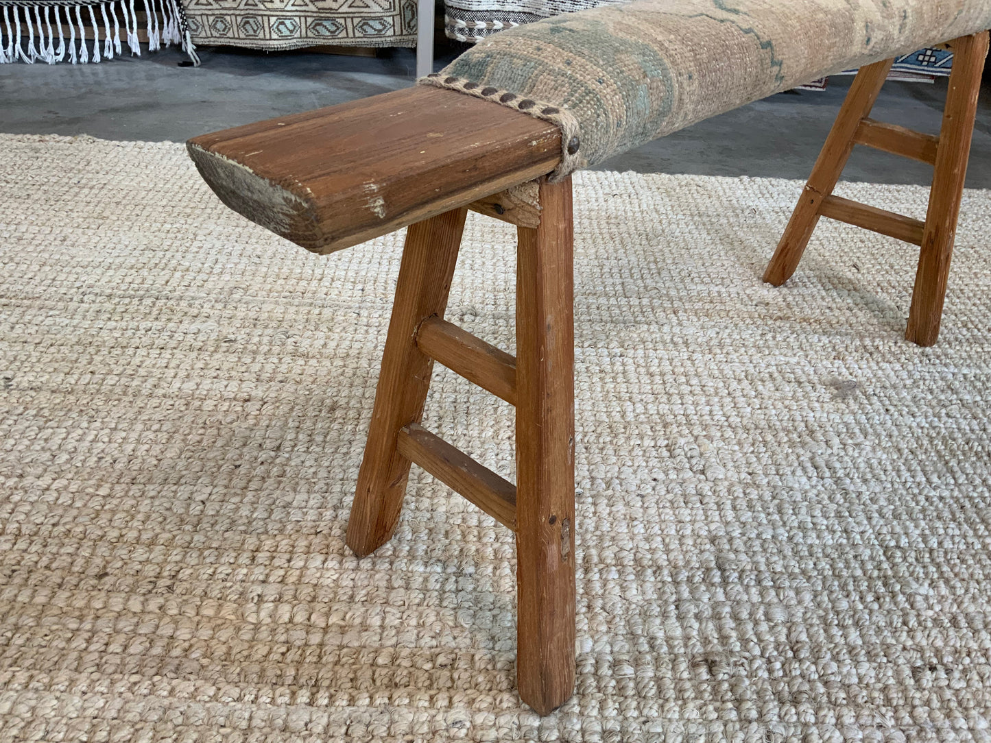 Vintage Turkish Upholstered Entryway Bench - CB106