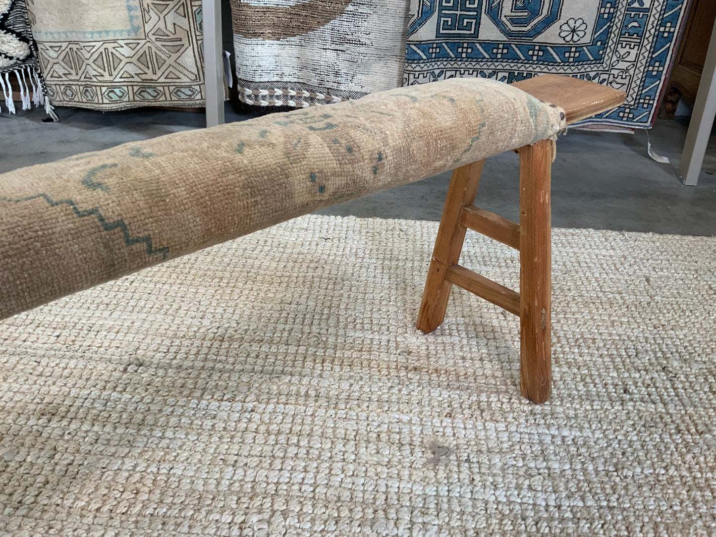 Vintage Turkish Upholstered Entryway Bench - CB106