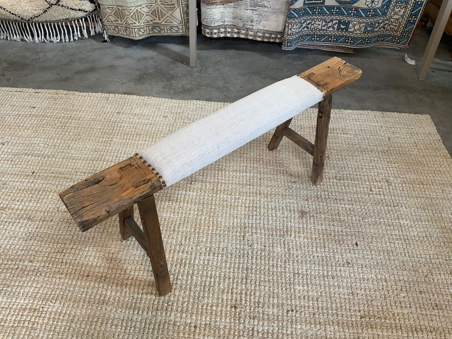 Vintage Turkish Upholstered Entryway Bench - CB300