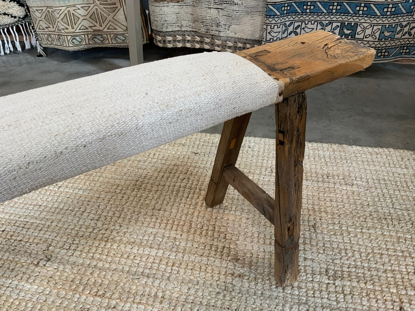 Vintage Turkish Upholstered Entryway Bench - CB300