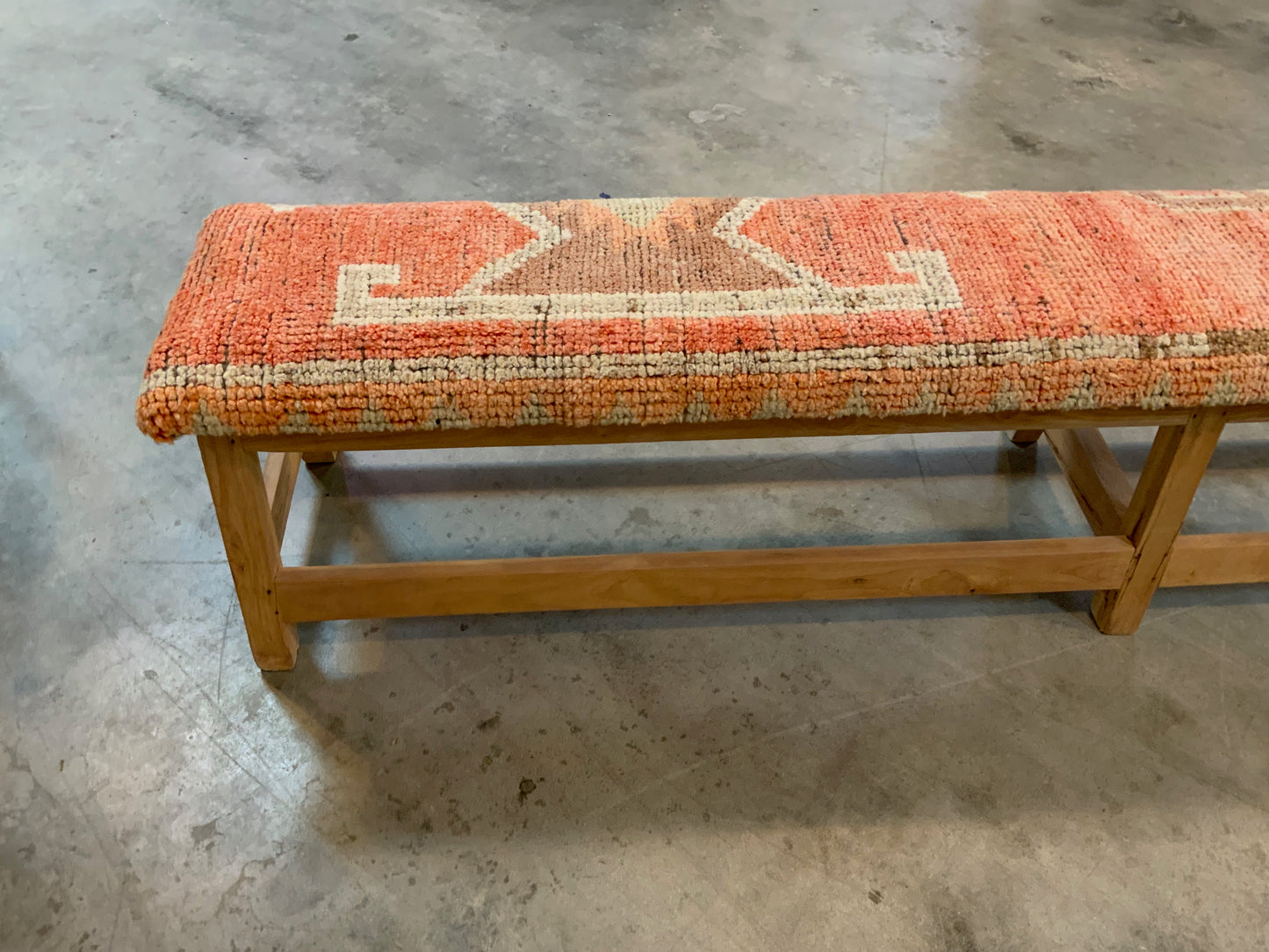 LG - Vintage Rug Upholstered Bleached Wood Bench