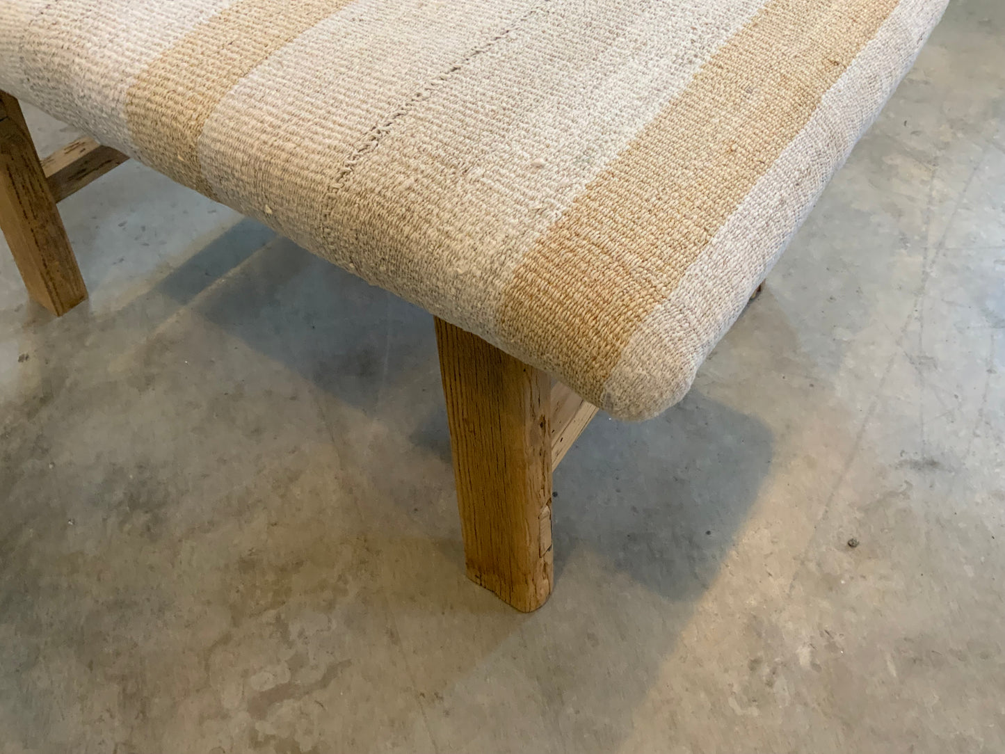 Handcrafted Vintage Rug Upholstered Ottoman - Elm Legs