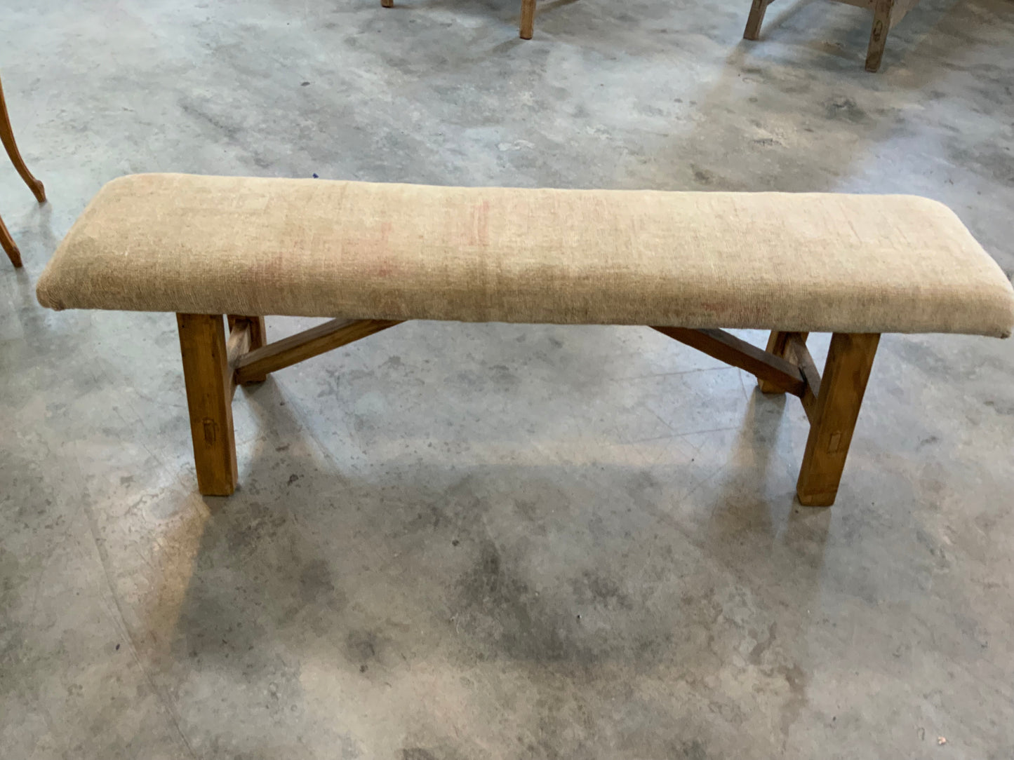 LG - Vintage Rug Upholstered Wood Bench
