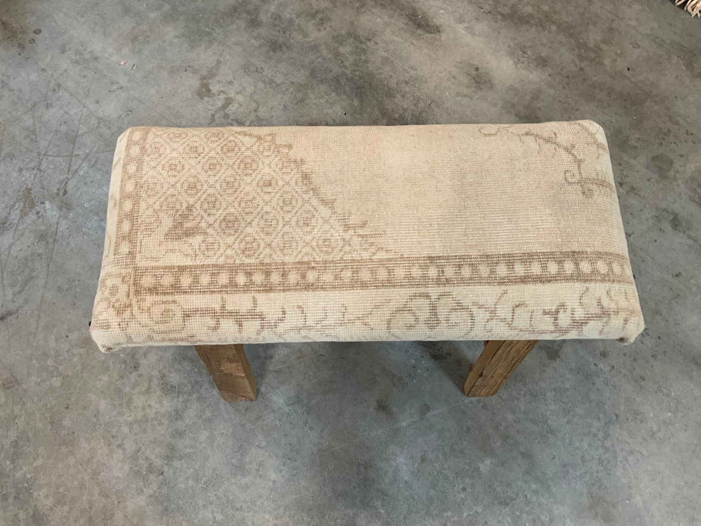 Med - Vintage Rug Upholstered Wood Bench