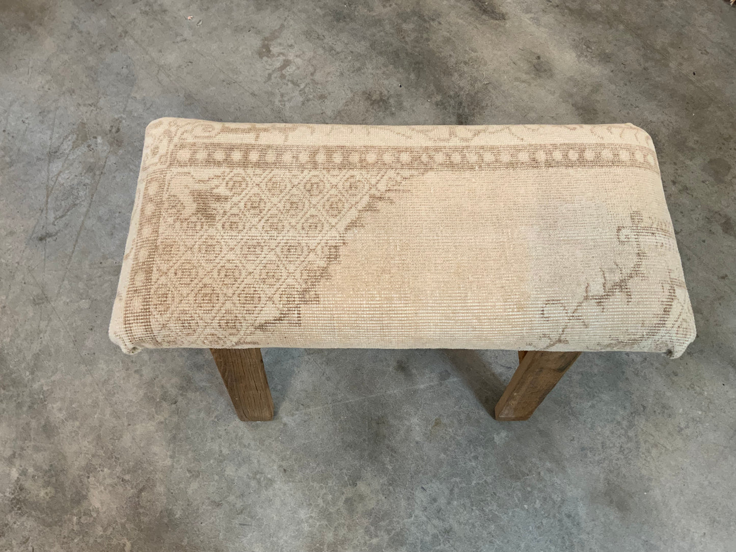 Med - Vintage Rug Upholstered Wood Bench