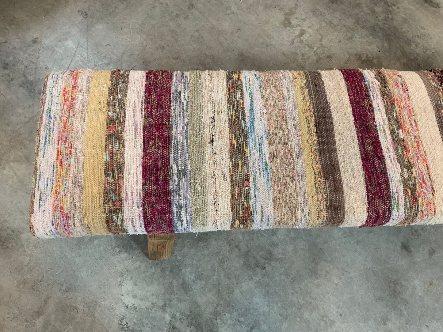 LG - Vintage Rug Upholstered Wood Bench