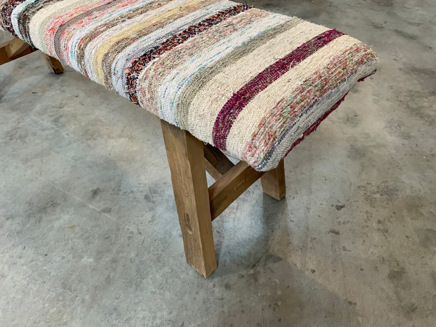 LG - Vintage Rug Upholstered Wood Bench