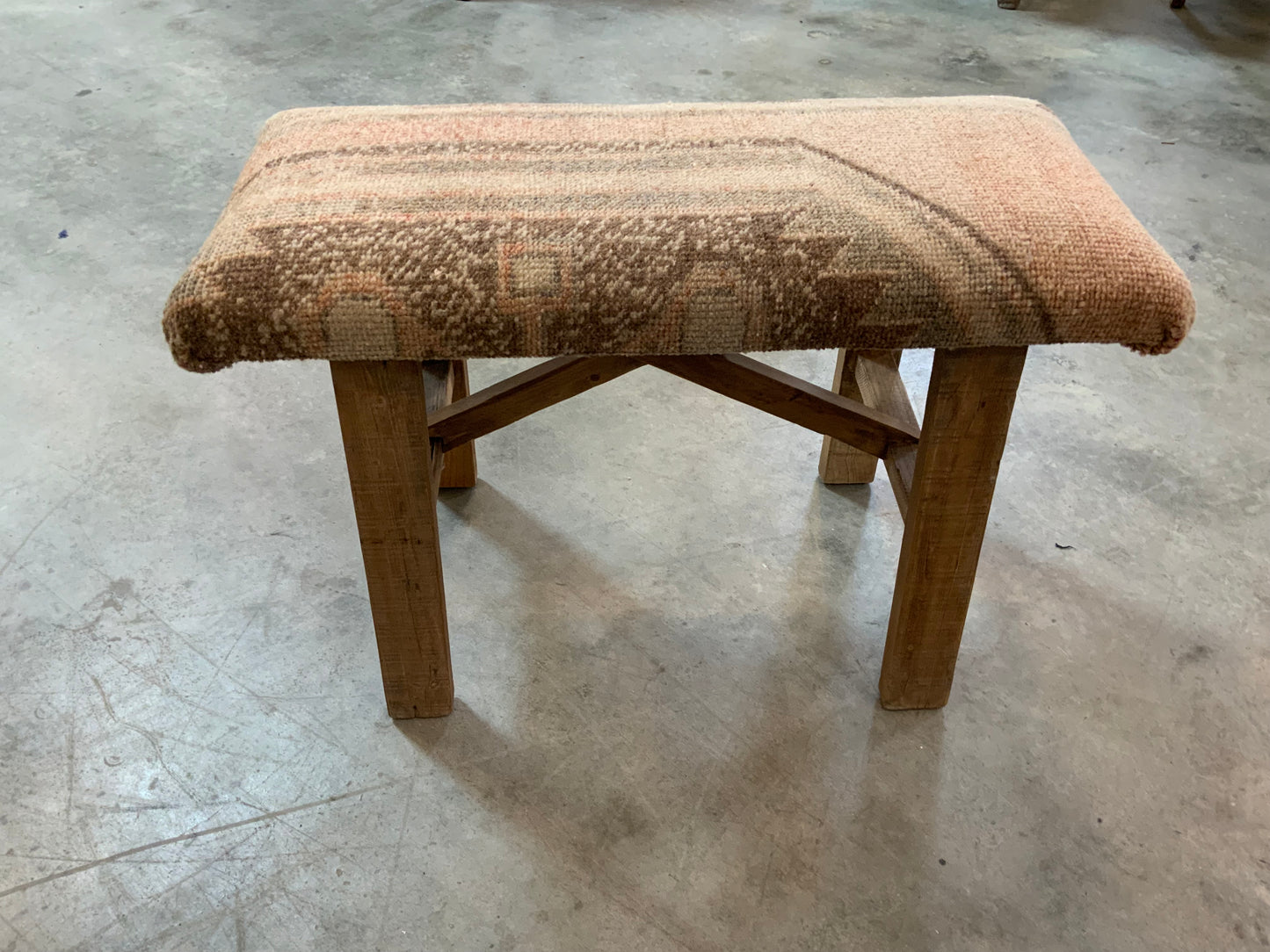 Med - Vintage Rug Upholstered Wood Bench