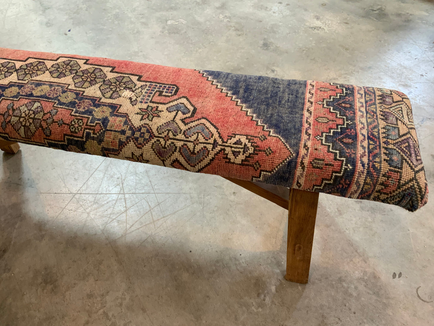 LG - Vintage Rug Upholstered Wood Bench - B