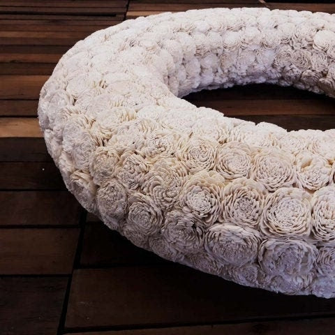 Large Wood Flower Wreath - 31”