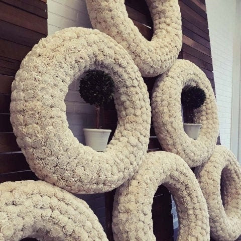 Large Wood Flower Wreath - 31”