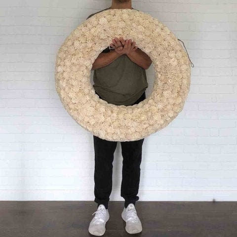 Large Wood Flower Wreath - 31”