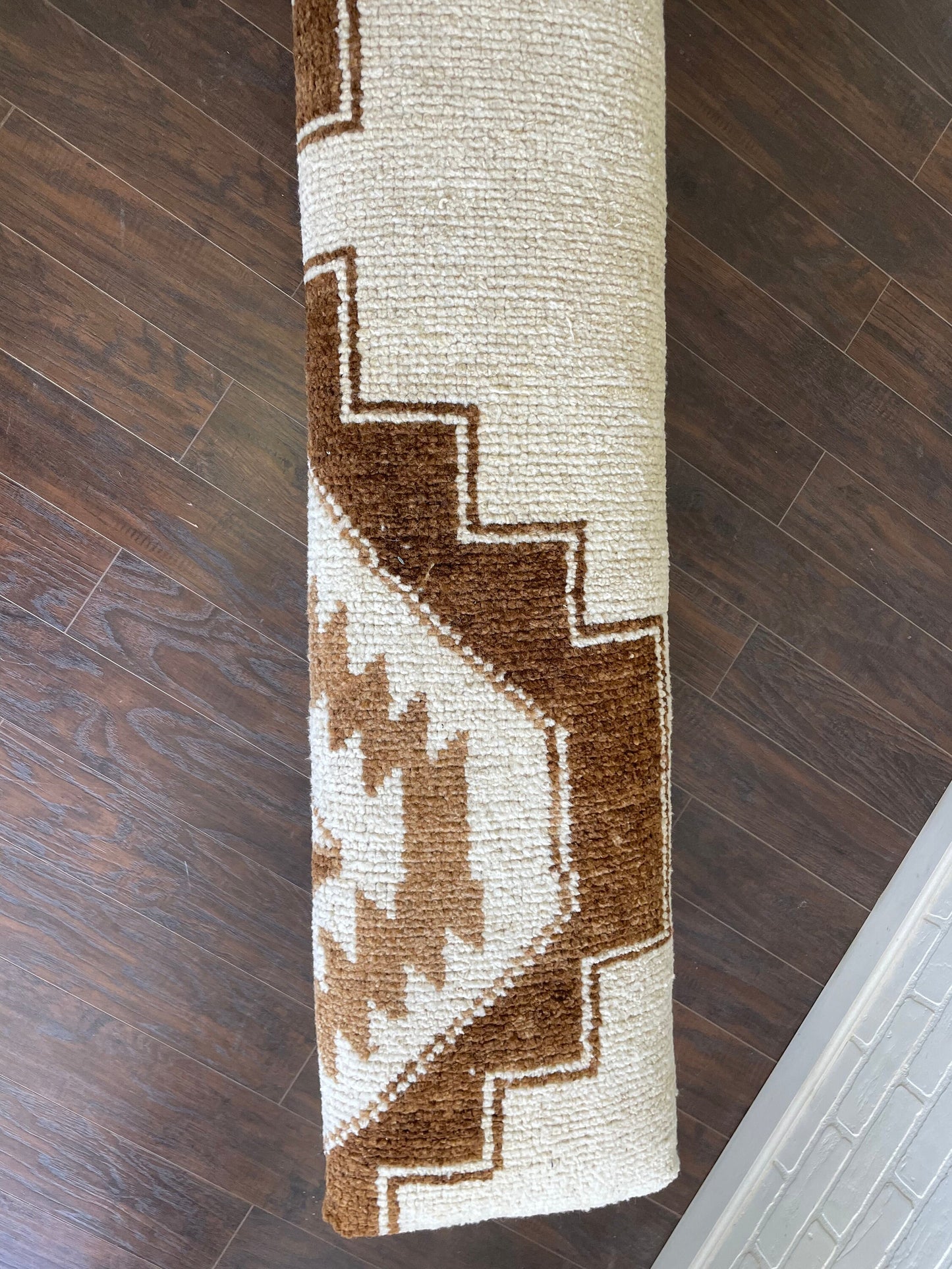 LG - Vintage Rug Upholstered Bleached Wood Bench