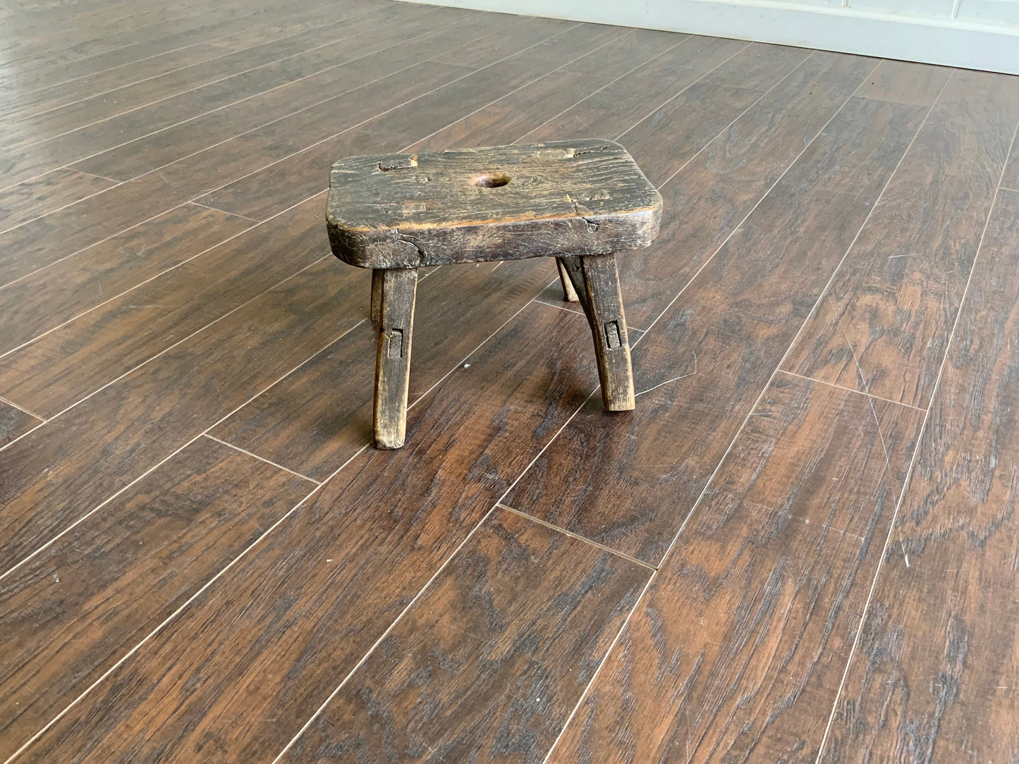 Vintage Reclaimed Elm Wood Mini Stool