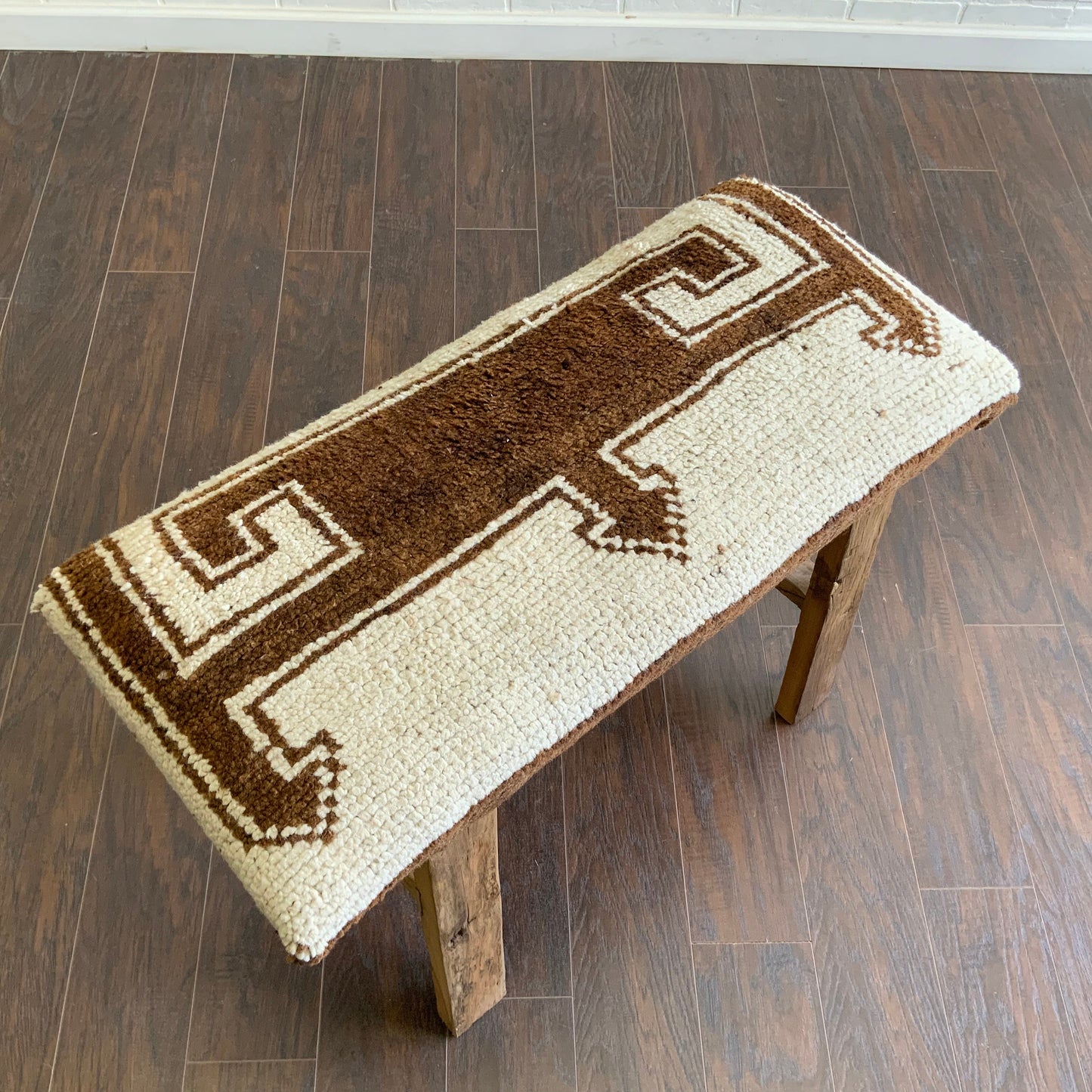 Med - Vintage Rug Upholstered Wood Bench