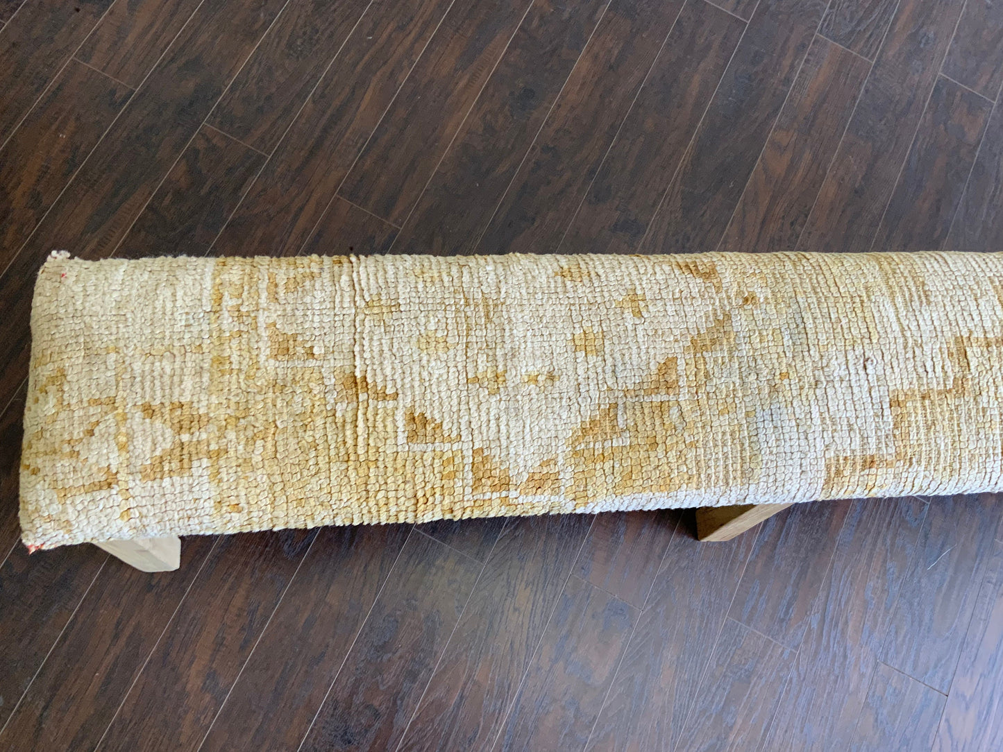 LG - Vintage Rug Upholstered Bleached Wood Bench