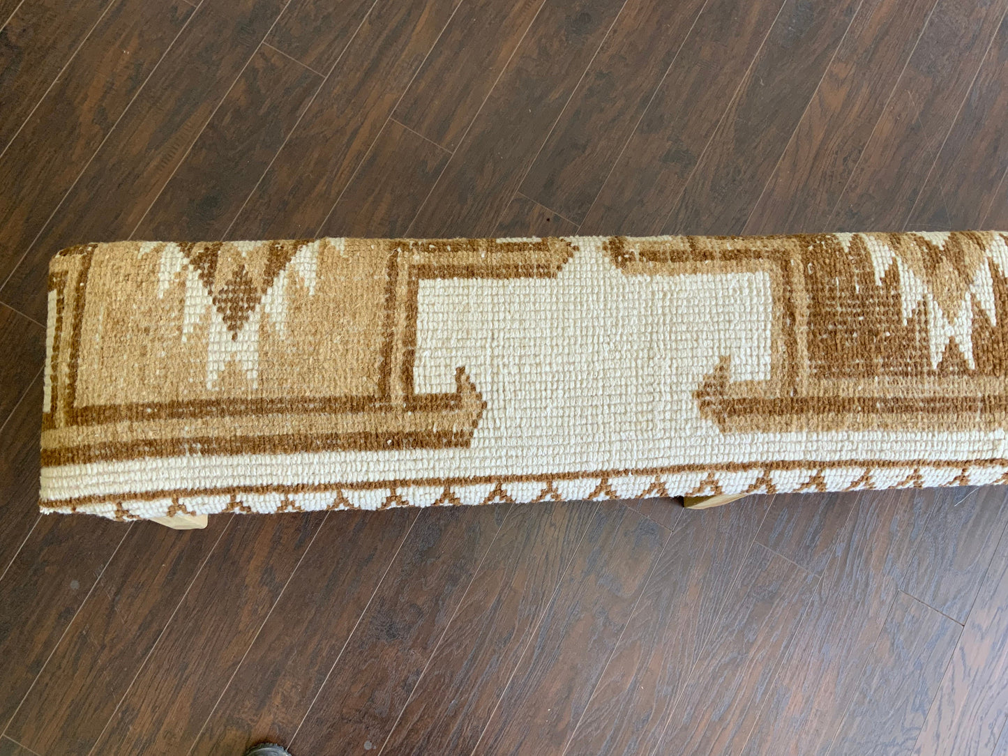 LG - Vintage Rug Upholstered Bleached Wood Bench