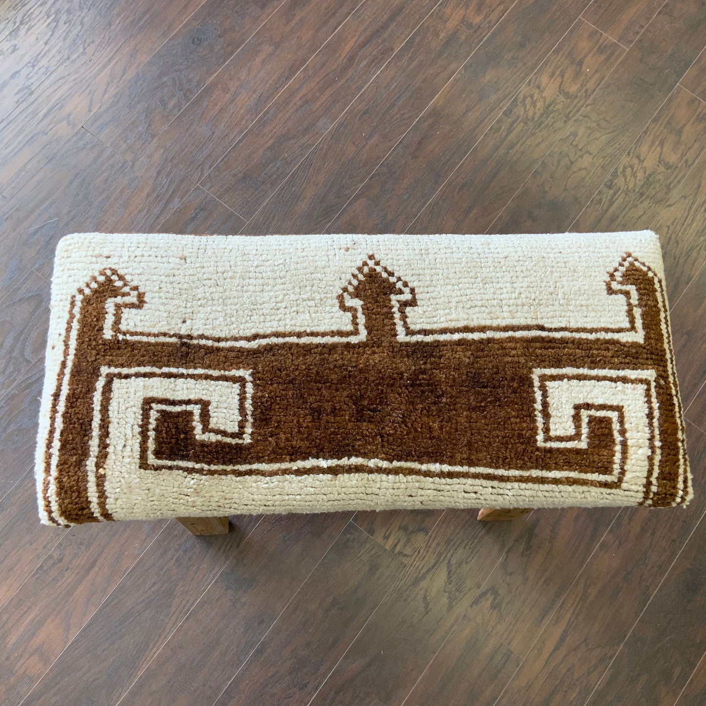 Med - Vintage Rug Upholstered Wood Bench
