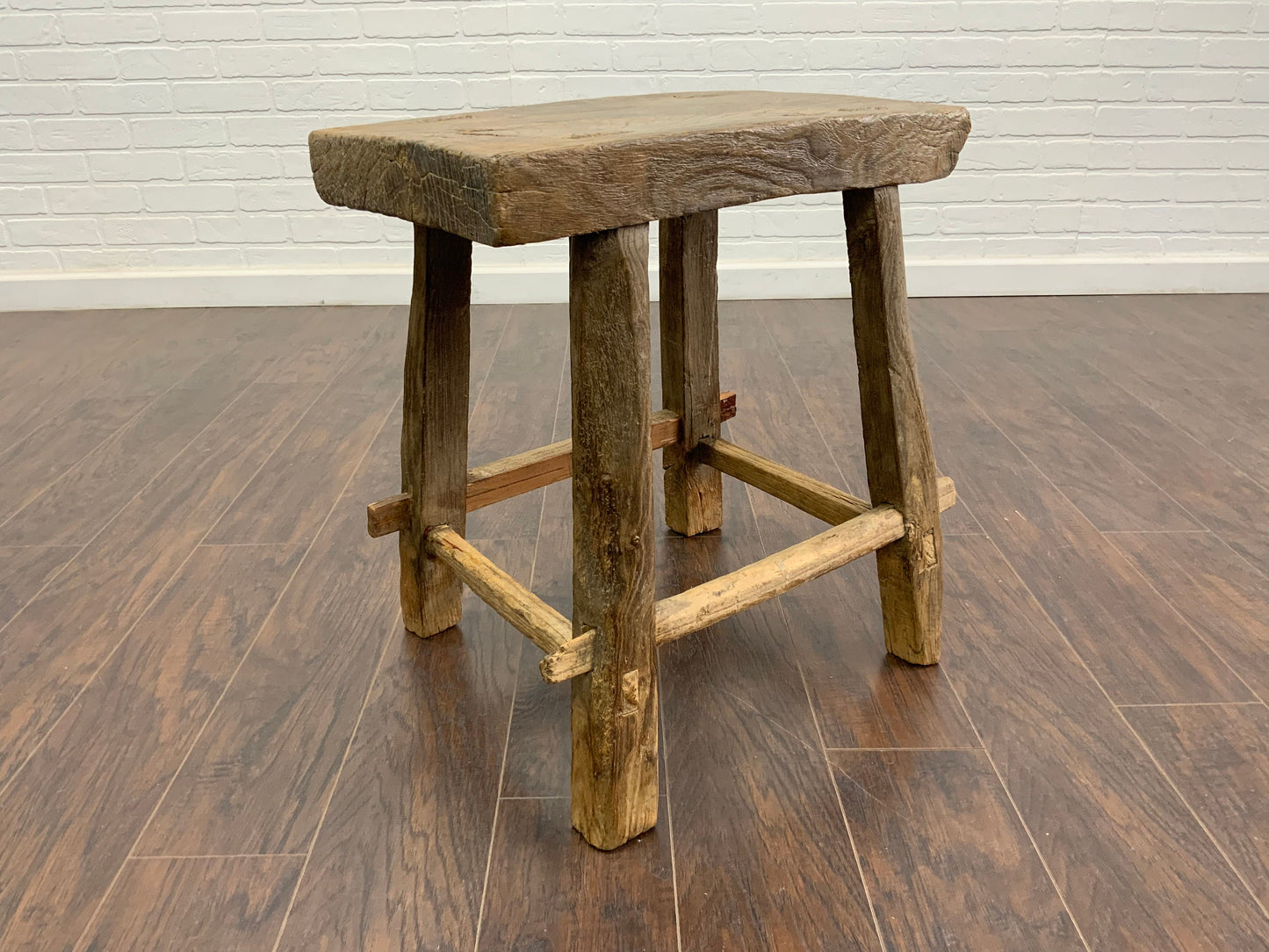Vintage Reclaimed Elm Wood Seat