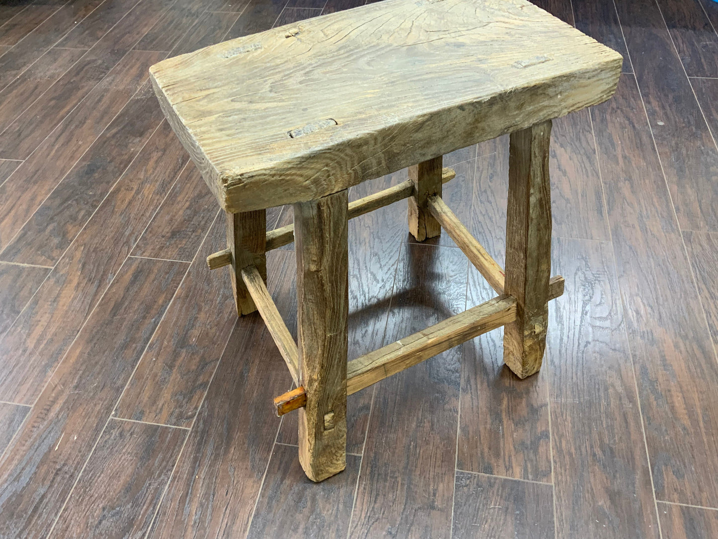 Vintage Reclaimed Elm Wood Seat