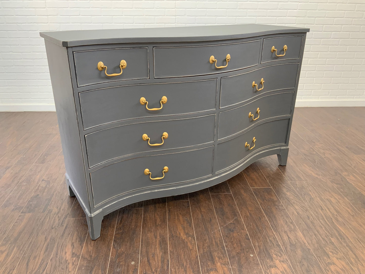 Vintage Serpentine Front Dresser - Slate Gray