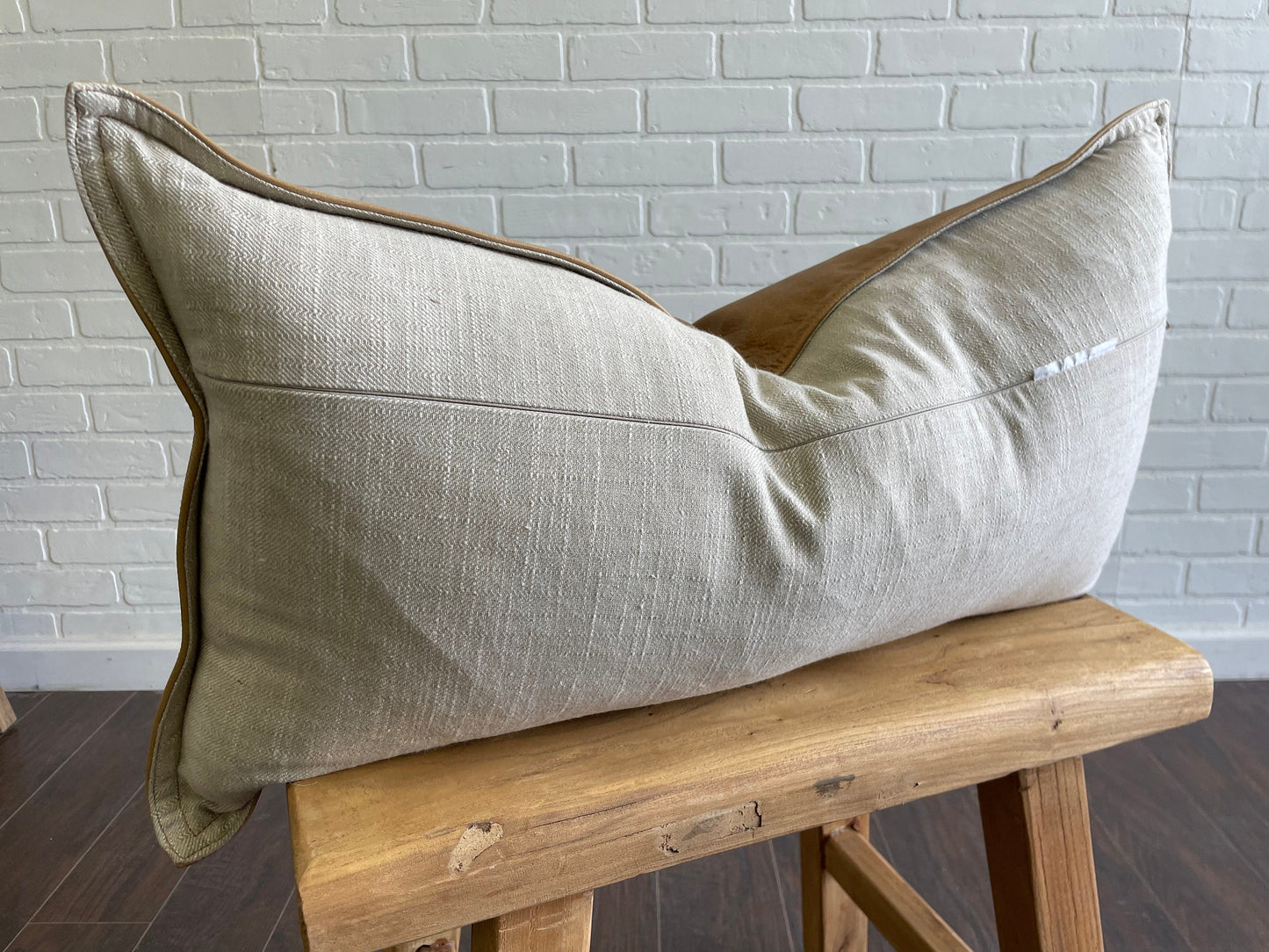 Leather Lumbar Pillow - Cognac - 14” x 26”