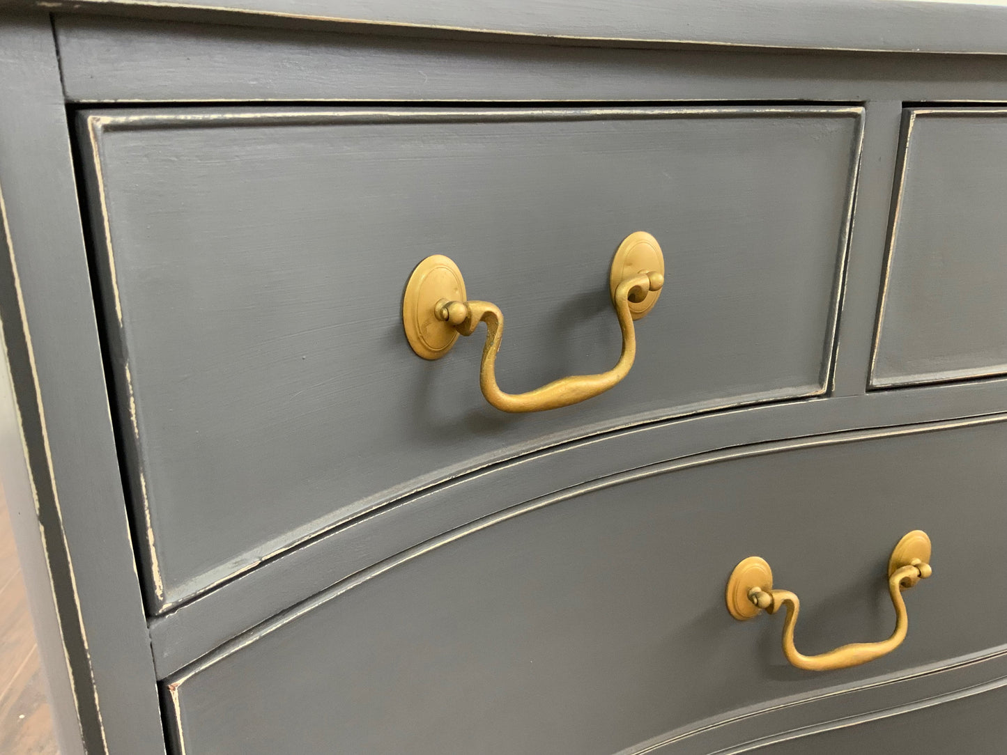 Vintage Serpentine Front Dresser - Slate Gray