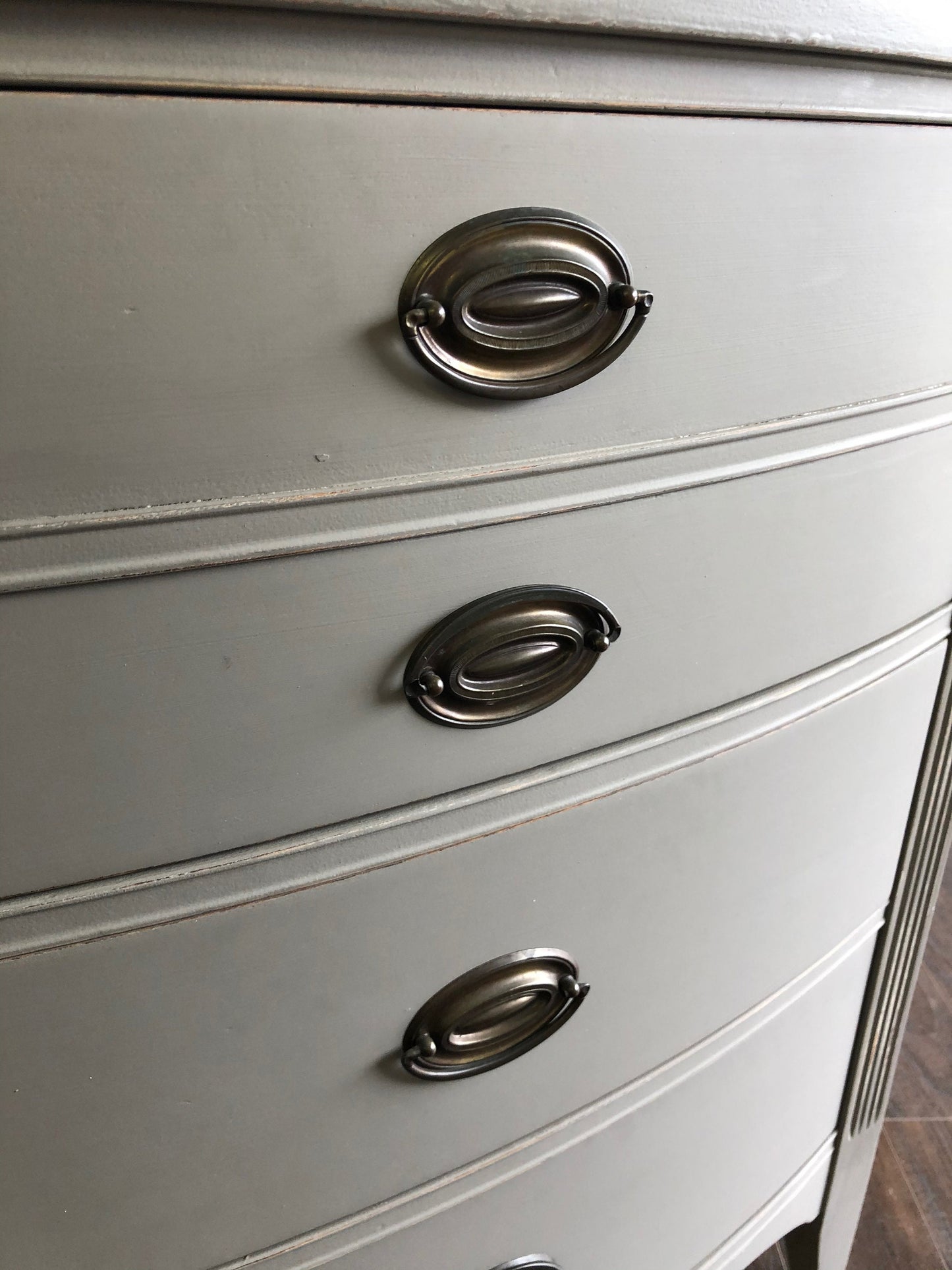 Vintage Double Bow Dresser - Ash Gray