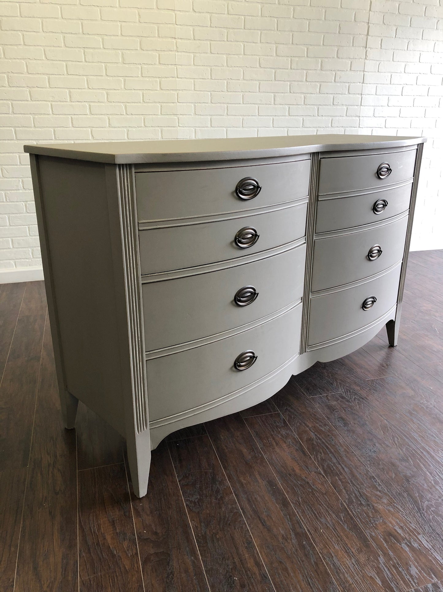 Vintage Double Bow Dresser - Ash Gray