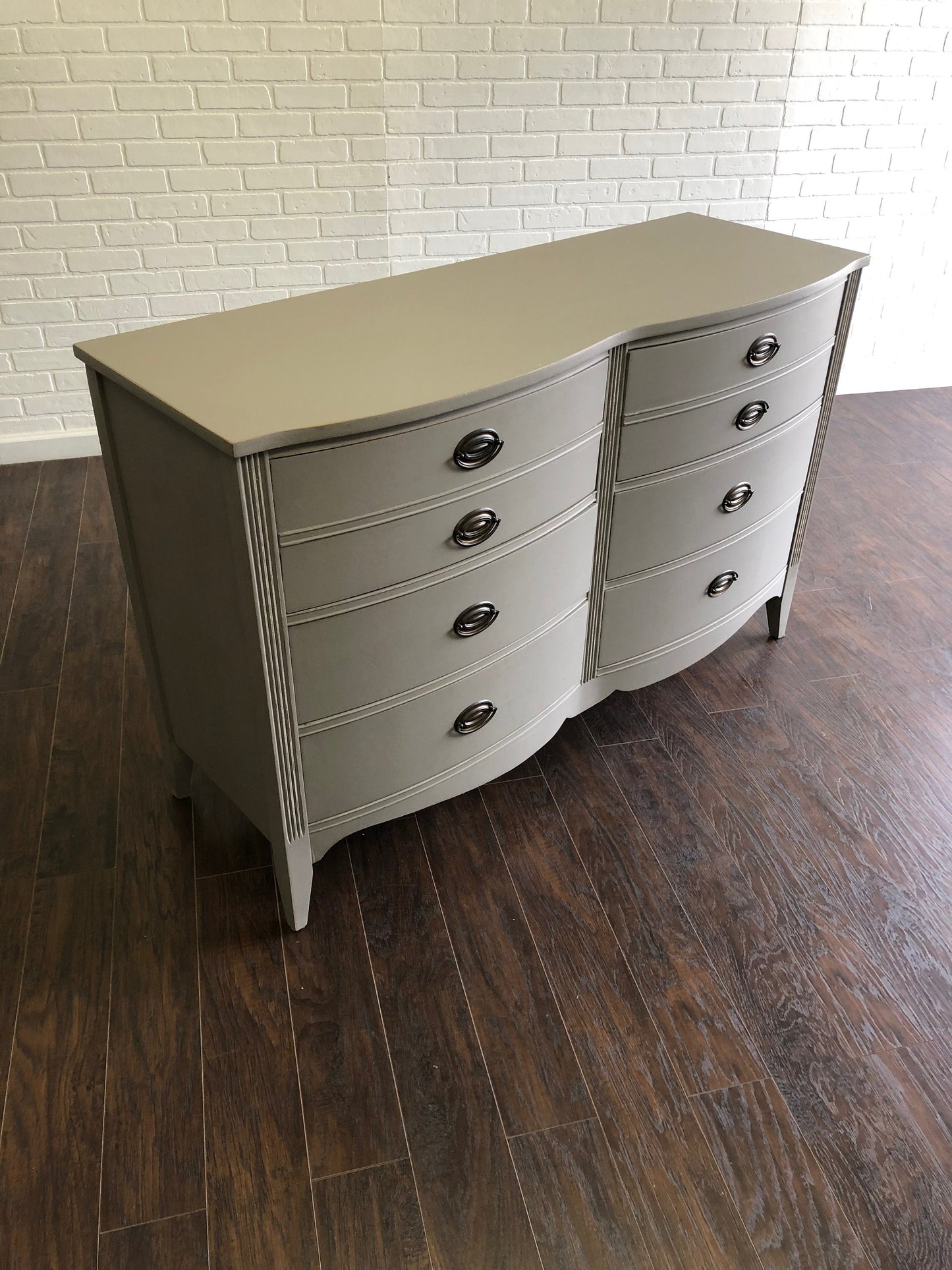 Vintage Double Bow Dresser - Ash Gray