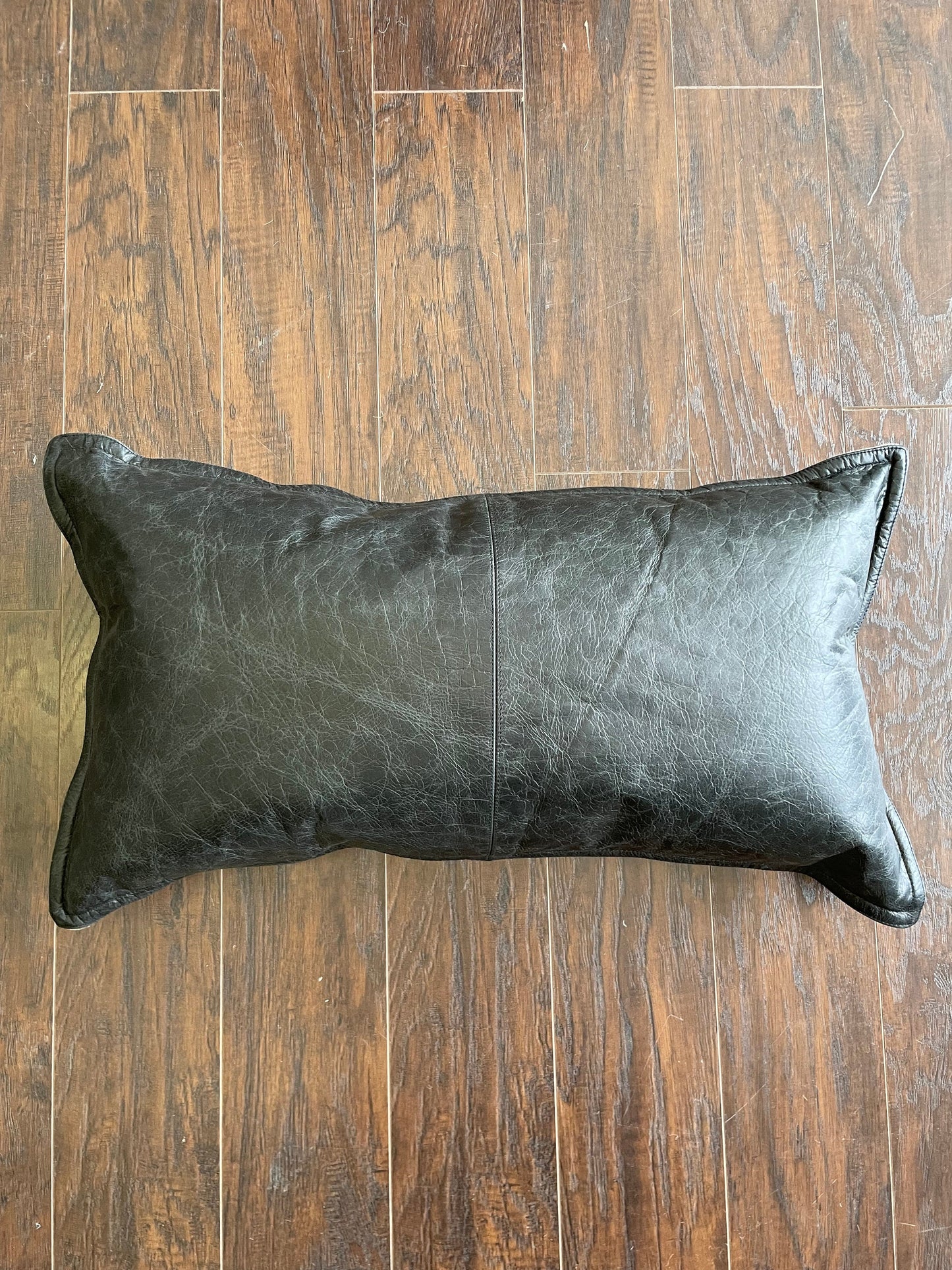 Leather Lumbar Pillow - Black - 14” x 26”