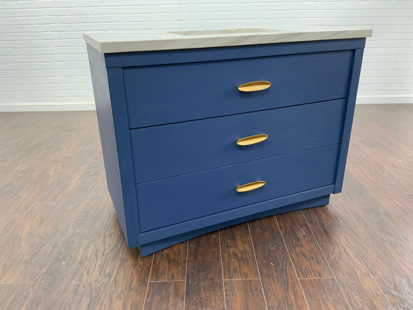 Vintage 3 Drawer MCM Design Bathroom Vanity - Cobalt Blue