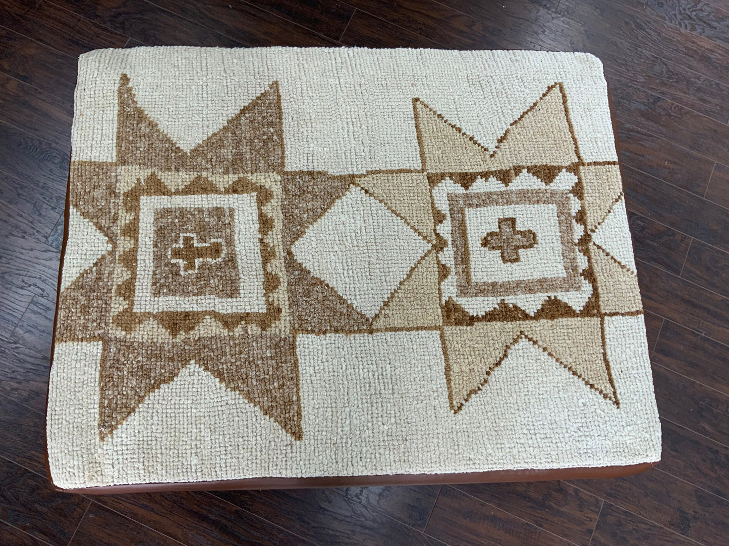 Handcrafted Vintage Rug Upholstered Ottoman