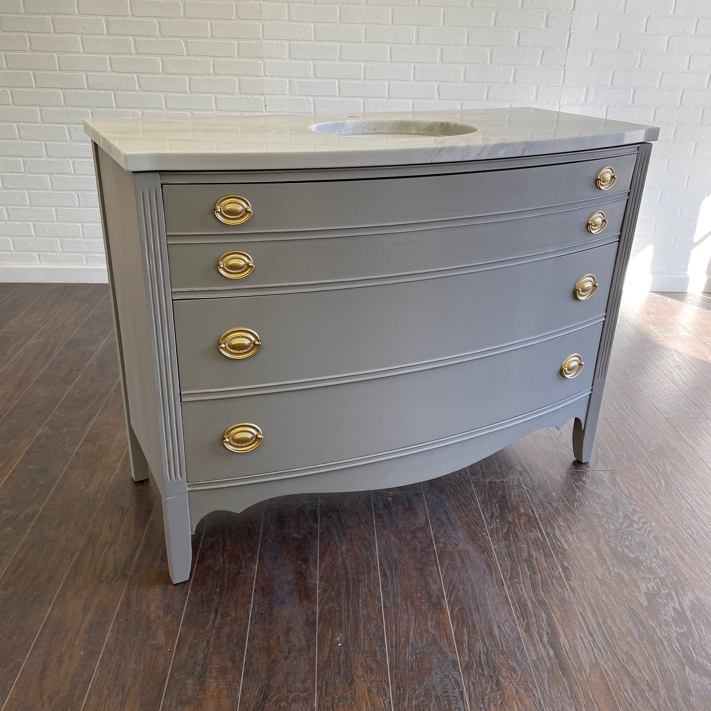 Vintage 3 Drawer Traditional Design Bathroom Vanity - Ash Gray