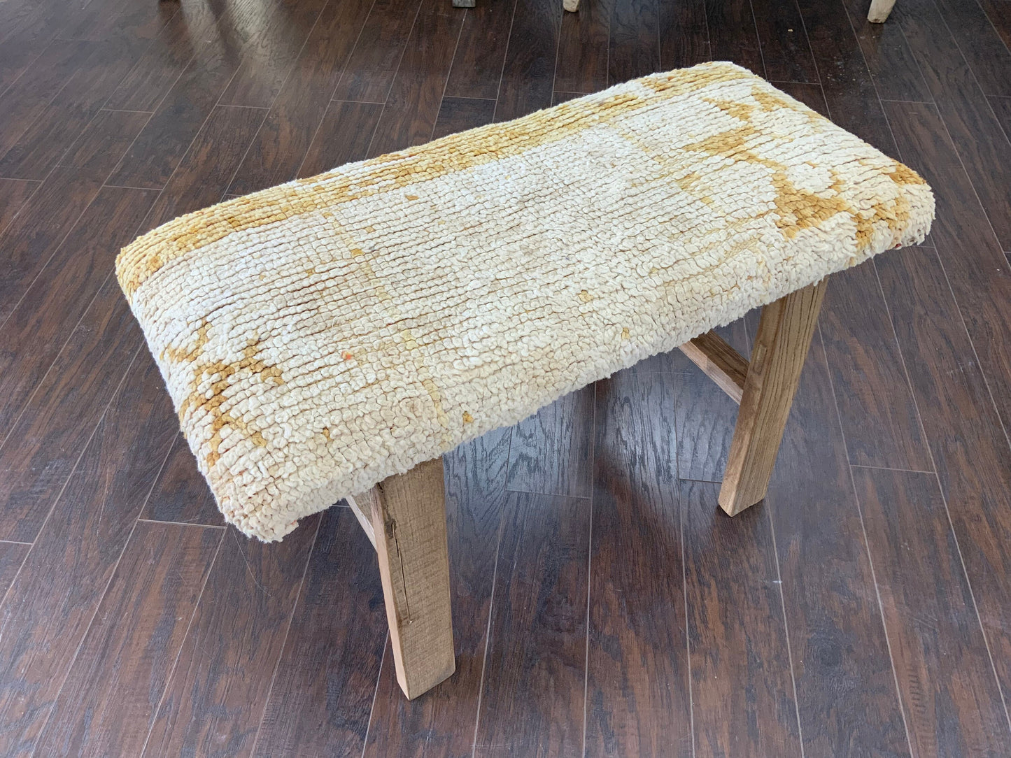 Med - Vintage Rug Upholstered Wood Bench