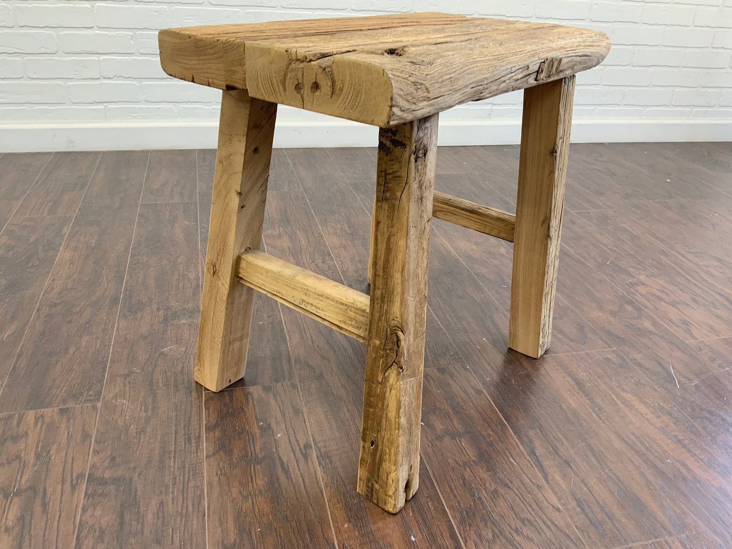 Reclaimed Elm Wood Rectangular A Frame Side Table/Stool