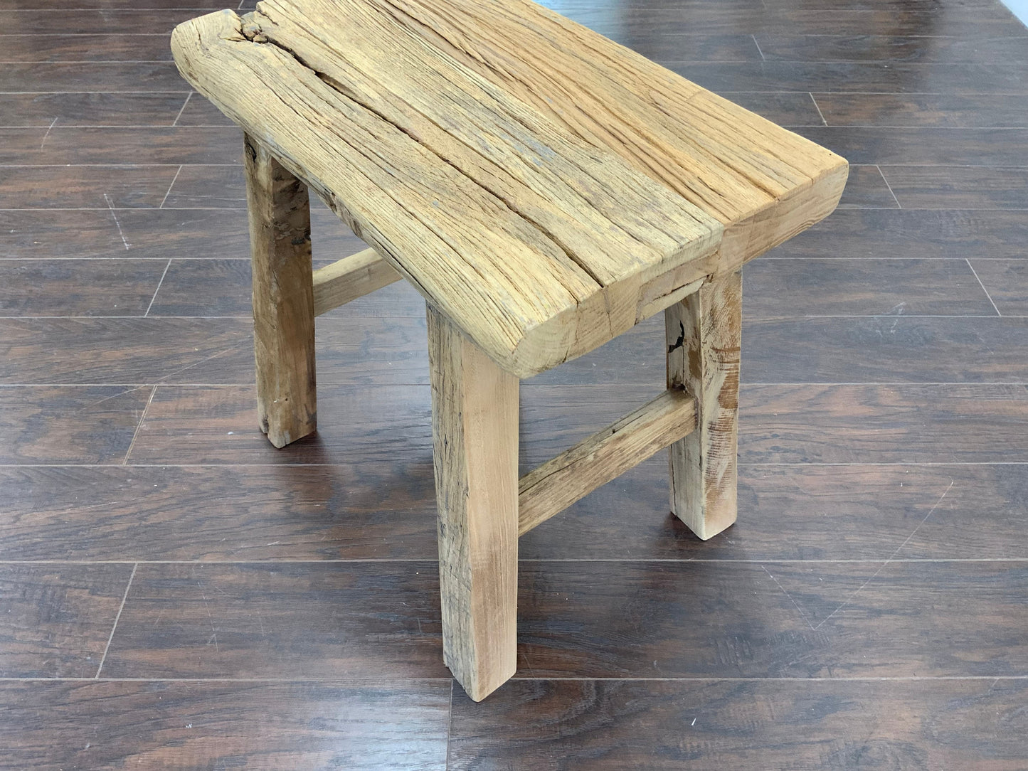 Reclaimed Elm Wood Rectangular A Frame Side Table/Stool