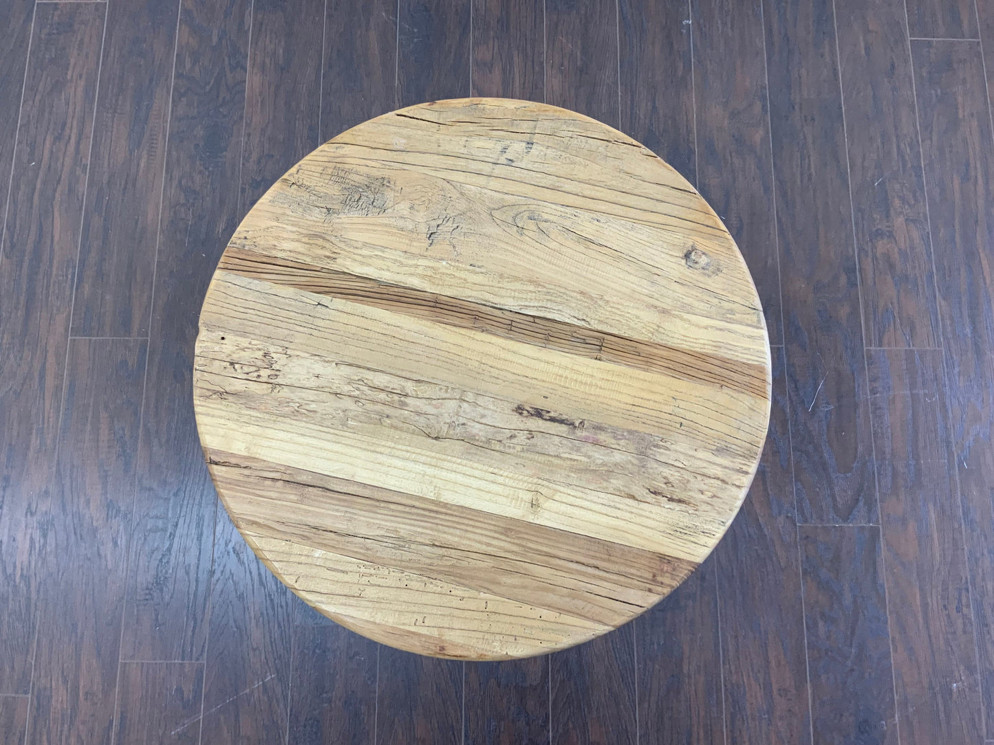 Reclaimed Elm Wood Round Side Table