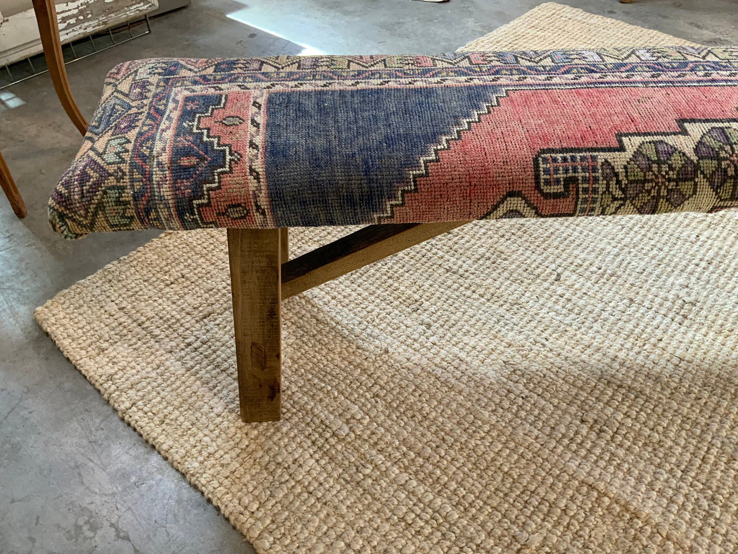 LG - Vintage Rug Upholstered Wood Bench
