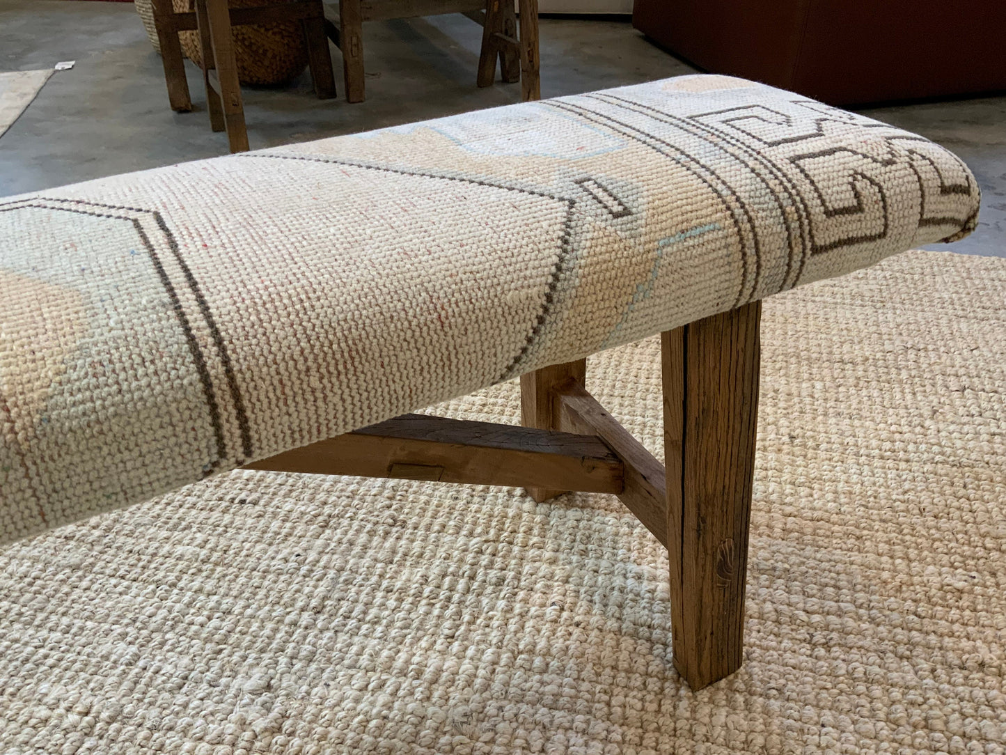 LG - Vintage Rug Upholstered Wood Bench